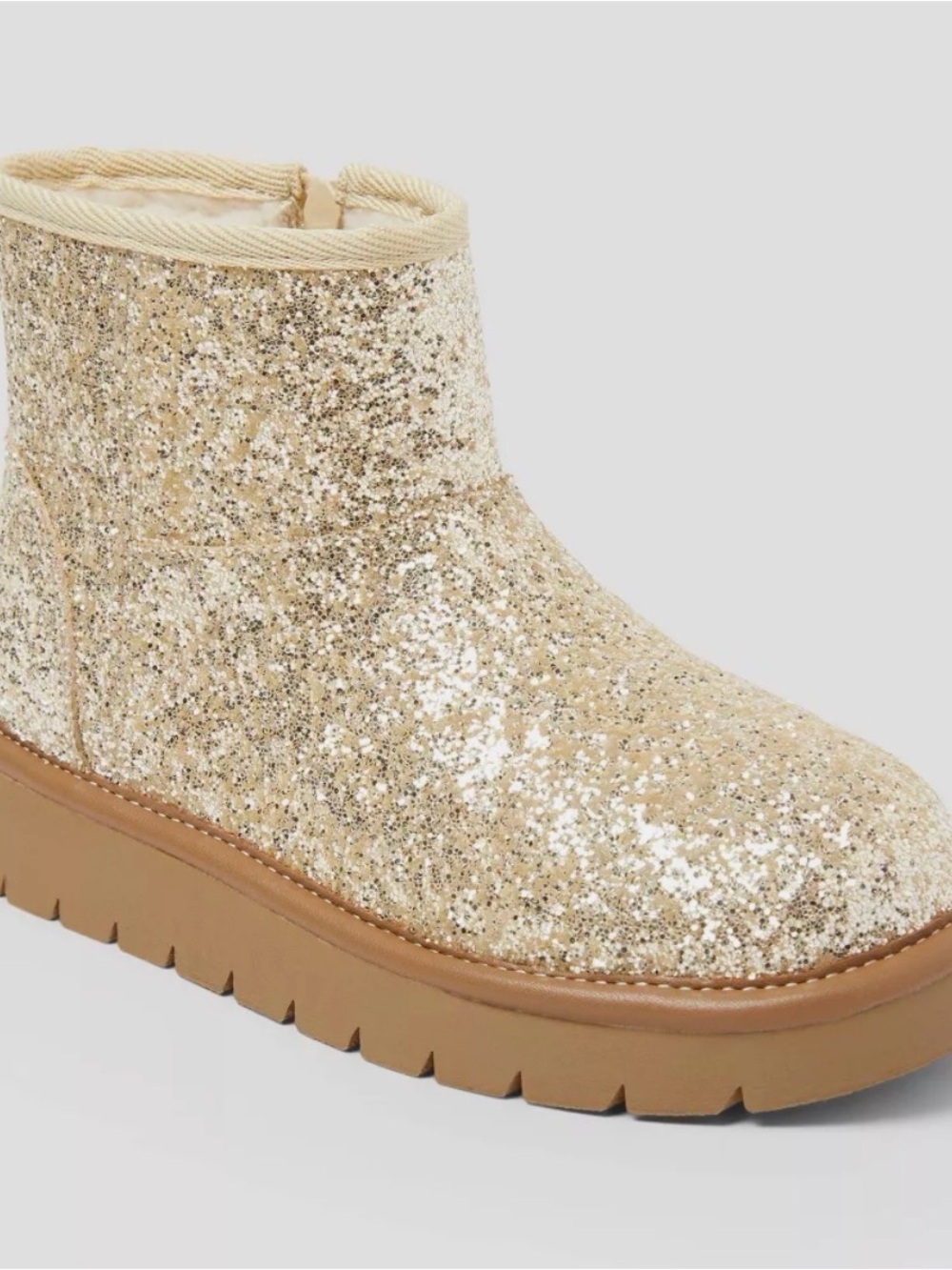 Glitter Platform Ankle Boot - Gold